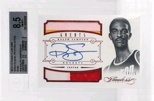 2012-13 Flawless Greats Ralph Sampson Ruby Auto Game Used Patch #/15 BGS 8.5