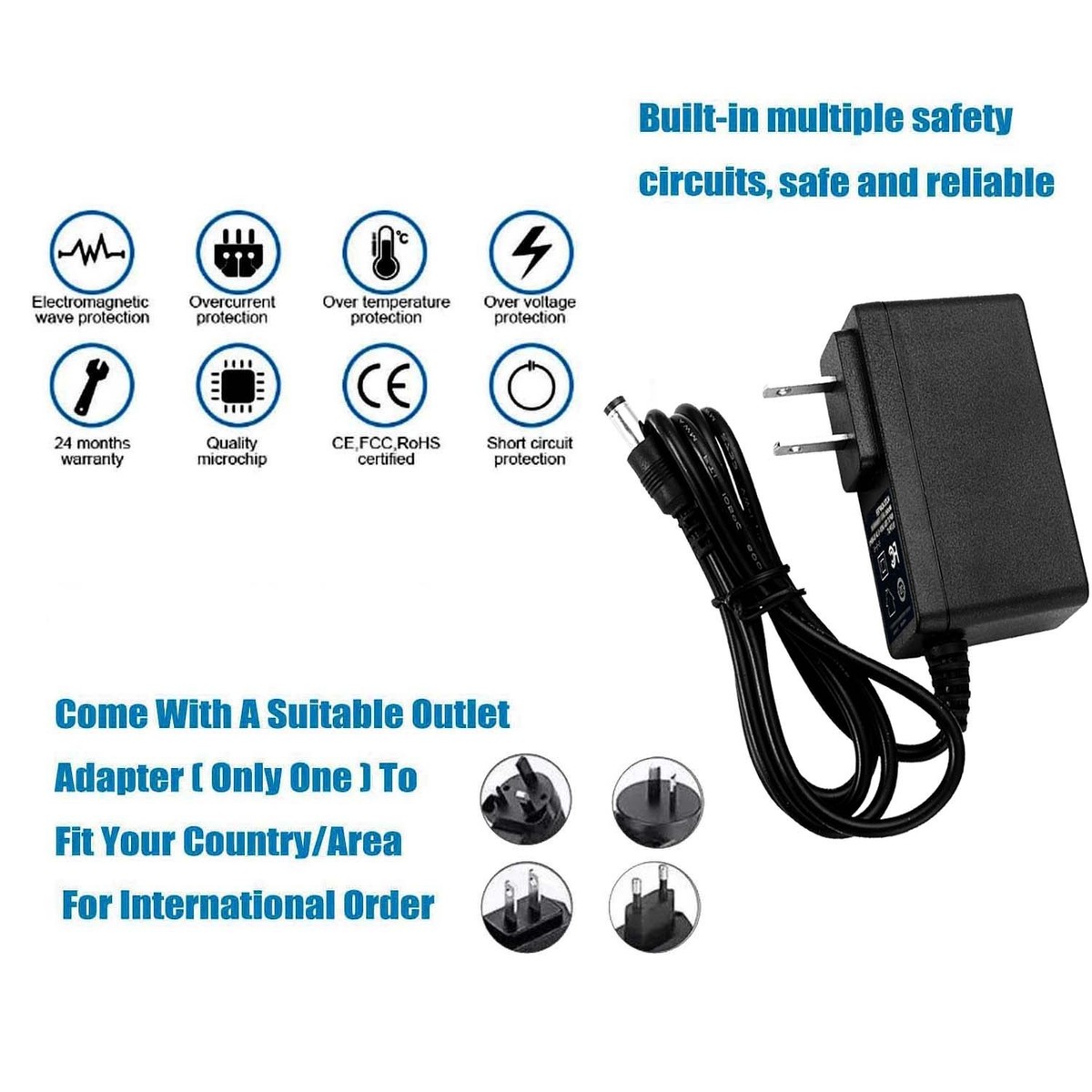 Adaptador De Corriente 12V Para Disco Duro Seagate Expansion Desktop 5TB - 100-240V AC, Cable 120cm