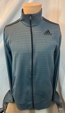 adidas Climalite 3 Stripes Track Soccer Jacket Full Zip Gray Men's Medium M