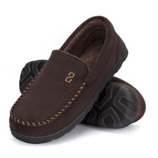 Men's Moccasin Slippers With Memory Foam, House Shoes for Indoor 11 Coffee
