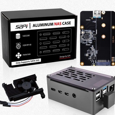 Raspberry Pi 4 Aluminium Gehäuse mit PWM Lüfter und M.2 SSD Adapter für Modell B