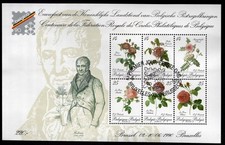 Belgium 1990 SGMS3025  Belgica 90  Mini Sheet. Roses FDC