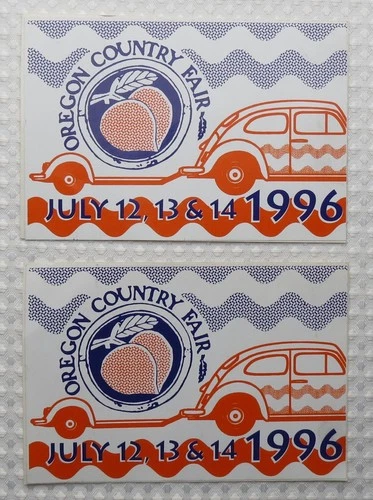 Vtg 1996 Oregon Country Fair OCF Onsite Parking Sticker *Unused* Authentic Rare