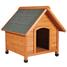 Natura Cottage Dog House, Peaked Roof, Adjustable Legs, Brown, Small