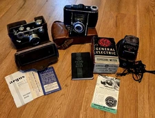 Vintage Camera and Equipment Lot - Argus G3, Agfa Jsolette, GE Light Meter