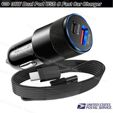 PD 38W Fast Car Charger Adapter USB Type C Cord For iPhone 15 16 17 Pro Samsung