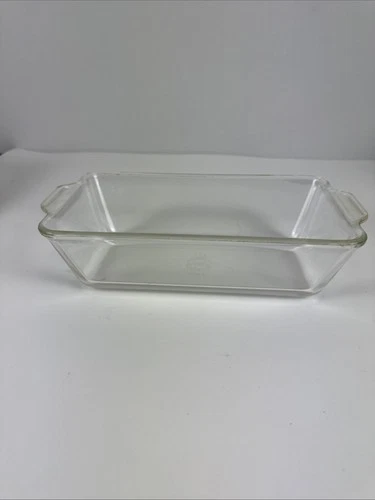 Vintage Pyrex Clear Glass #212 Bread Meat Loaf Pan With Handles 9in x 5 in