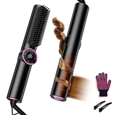 Hair Straightener Brush for Women: Negative Ionic 3-in-1 Curling & Straighten...
