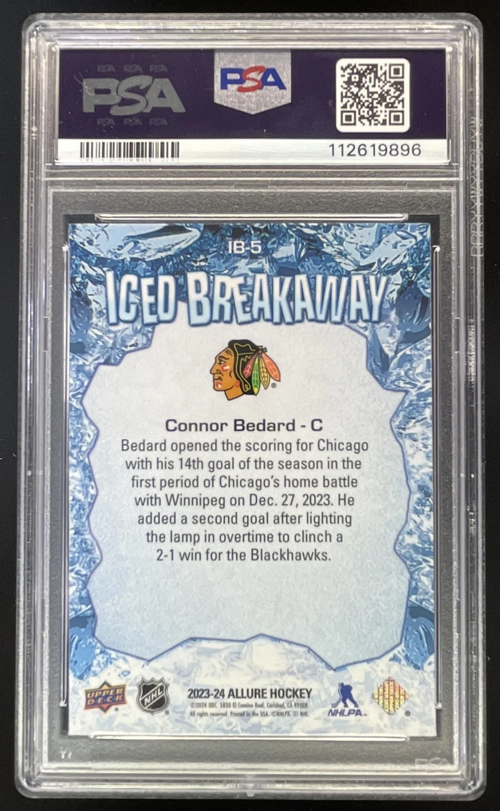 2023-24 Upper Deck Allure Iced Breakaway #IB-5 Connor Bedard RC PSA 10 view 2