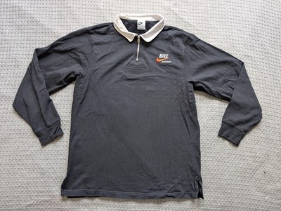 Nike Rugby Shirt Mens Medium Black Long Sleeve Polo 1/4 Zip Sportswear Knit