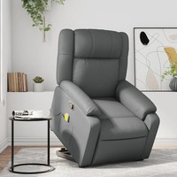 Massagesessel Mit Aufstehhilfe Kunstleder Grau Sessel Relaxsessel
