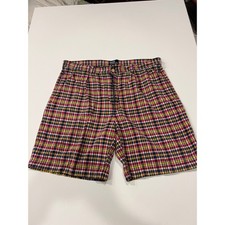 Polo Ralph Lauren Mens Madras Plaid Pleated Shorts Multi Color Vintage USA Made