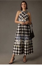 Anthropologie Verb by Pallavi Singhee Gingham Cross-Front Maxi Dress Size M