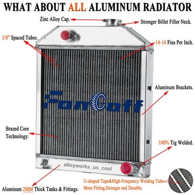 For Ford/ New Holland 2000 2600 3000 3600+ C7NN8005H 3 Row Aluminum Radiator