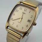 Vintage Timex Quartz Watch Men Gold Tone Barrel Date Stretch Analog New Battery