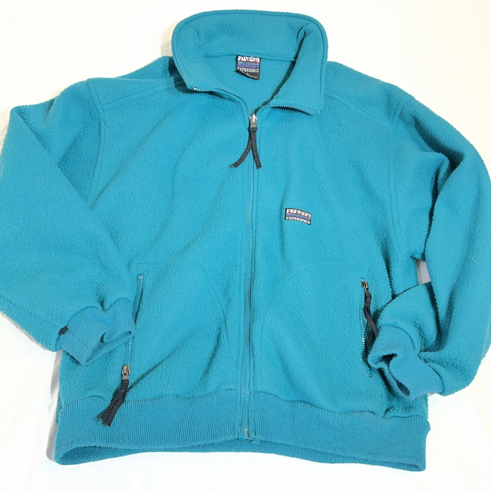 Vintage Sierra Sport Fleece Jacket L Teal Full Zip 2 pockets Sierra Experience