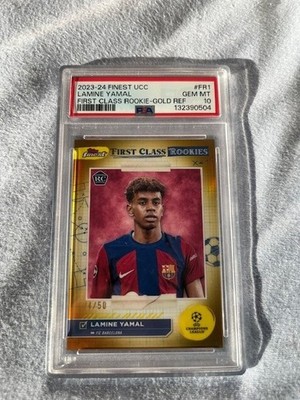 2023-24 Topps Finest UCC Lamine Yamal Gold First Class Rookie RC / 50 PSA 10