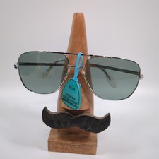 Vintage Grey Lens Silver Aviator Pilot Sunglasses Frames Taiwan By Hawks NOS