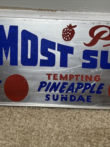 VTG POLES TOPMOST SUNDAE SERVICE Original Old Ice Cream Store Display Ad Sign - Bild 4 von 24