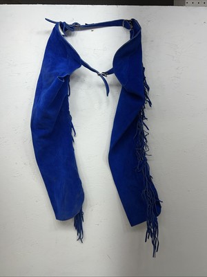 NOS Children s  Blue Whitman Show Chaps With Fringe Adjustable Waist 35  L-29