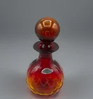 Blenko Glass #715 Bubble Decanter In Tangerine 7.75”