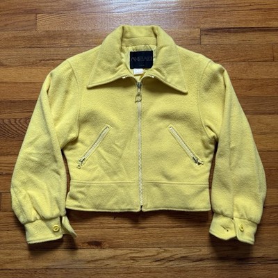 Vintage 80s Head Tennis Wool Cropped Style Jacket Yellow Womens Size Medium 12