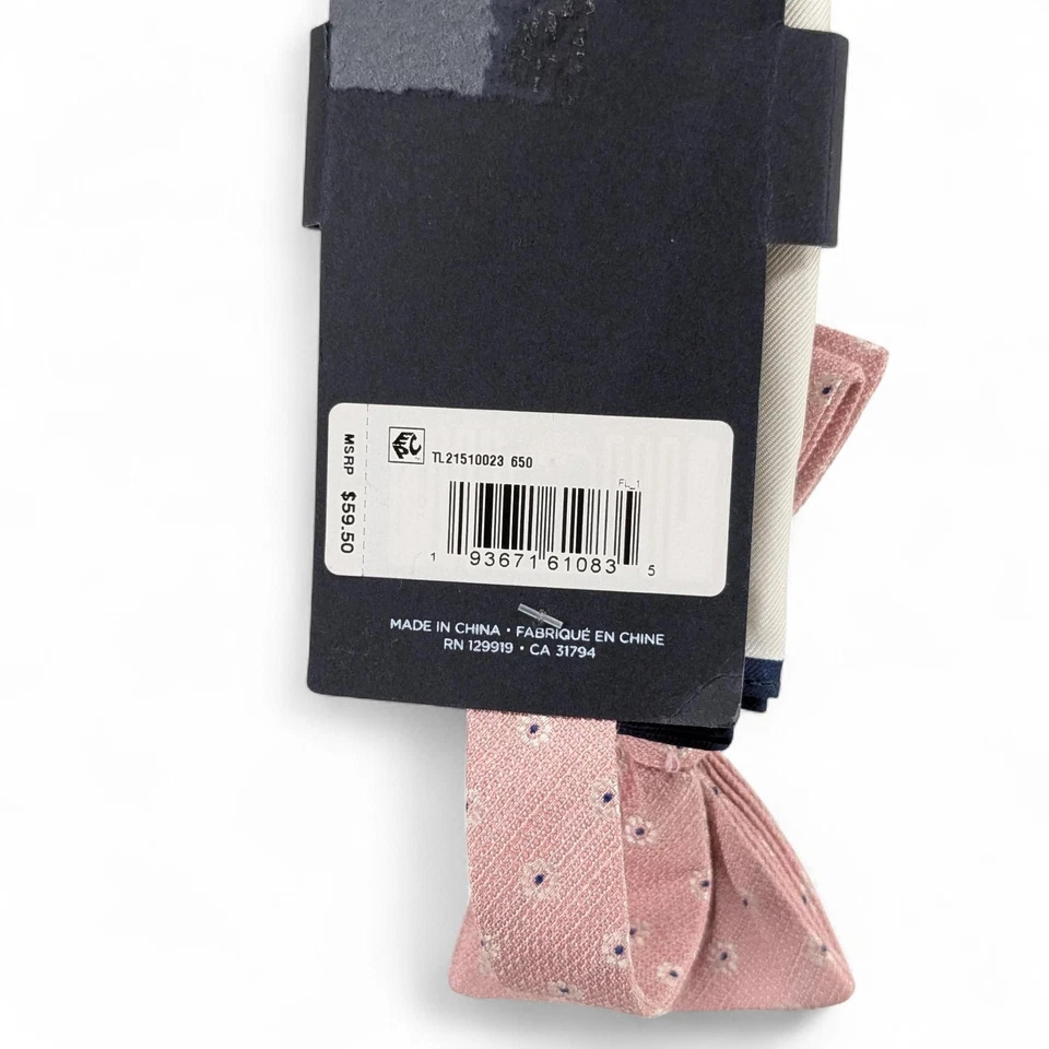 Tommy Hilfiger Juego de pajarita floral y cuadrado de bolsillo liso para hombre - Rosa Foto 3 de 4