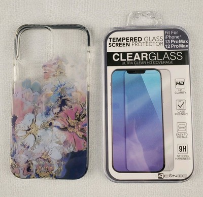 Plum Pretty Sugar iPhone 12 Pro Max Floral Case & ClearGlass Screen Protector 