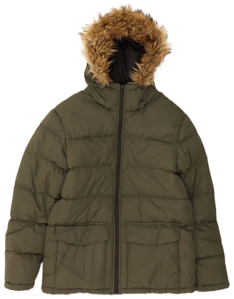 Chaqueta acolchada con capucha FRENCH CONNECTION para hombre UK 38 mediana caqui poliéster AU15 Foto 3 de 4