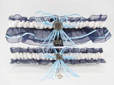 Handmade Air Force Wedding Garter Set, Blue  White Military Wedding Garter USAF