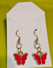 Metal Colored Butterfly Earrings Fish Hook Re...