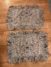  2 Ralph Lauren Provence Pillow Sham Floral Ruffled Standard Cotton/Linen Blend