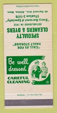 Matchbook Cover - Specialty Claners Dyers Alliston MA 30 Strike