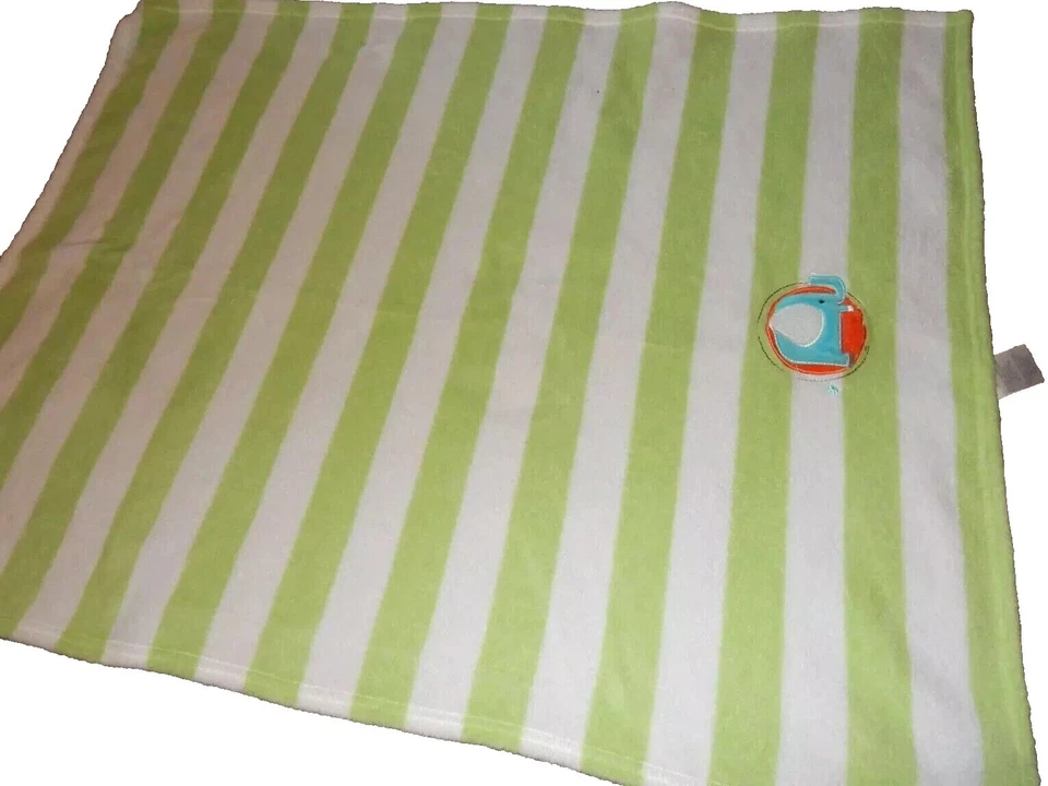 7C LN 30x40 SUMERSAULT Green Striped Elephant Plush Crib baby Blanket lovey - Image 2 of 4