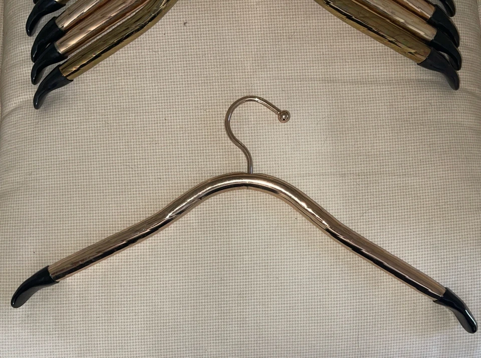 Vntg Brass Gold Metal Tubular Heavy Hangers Art Deco Rubber Tips - Lot Of 8 (F1) - Image 2 of 3