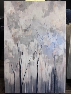 Large Abstract Forest Trees Original Painting on Canvas, Unframed Art Piece