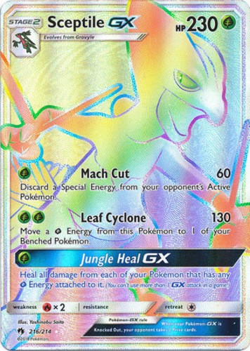 Lightly Played Sceptile GX - 216/214 - Secret Rare Pokemon Lost Thunder