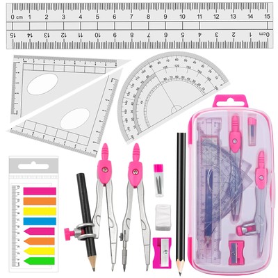 Maths Compasses Full Starter Geometry Kit with 2 Drafting Compasses Protracto...