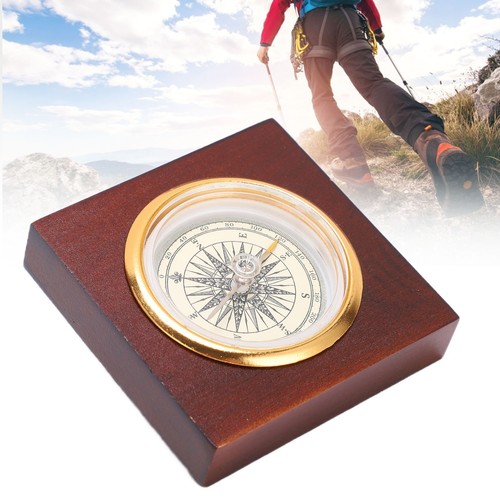 Vintage Compass Aluminum Alloy Compass With Wooden Box For Camping Hiking -H - Picture 3 of 12
