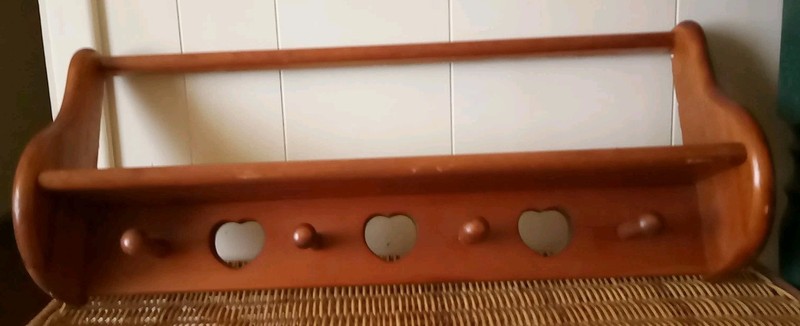 Vintage Wood Wall Display Trinket Shelf Heart Cutout  Cottagecore Farmhouse 24"