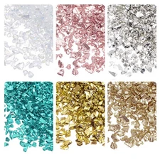6 Colors Crushed Glass Chips 1-4mm Irregular Glitter Metallic Glass for Craft