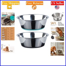 Deep Stainless Steel Nonslip Dog Bowls 2-Pack, 6 Cups for Medium Dogs