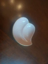 MCM vintage Figgjo Flint Norway dish leaf shape small Trinket Pink Gold On Edges