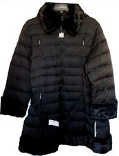 Laundry, Shelli Segal Black Down Hooded Puffer Coat/jacket, Faux-fur-trim 3x Nwt