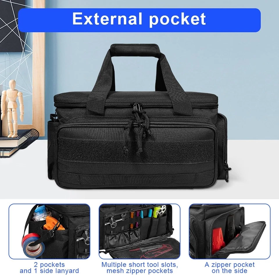 Tool Organizer Bag, Multi-pockets Heavy Duty Tool Bag Large Wide Open Mouth Tool - Image 2 of 4
