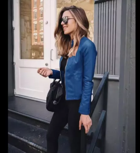 Giacca di pelle donna biker pelle di agnello outwear vero cappotto morbido vero autunno inverno - Foto 4 di 9