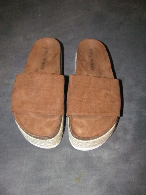 Dirty Laundry Pippa Flatform Espadrille Slides Size Brown Faux Suede Open  Toe