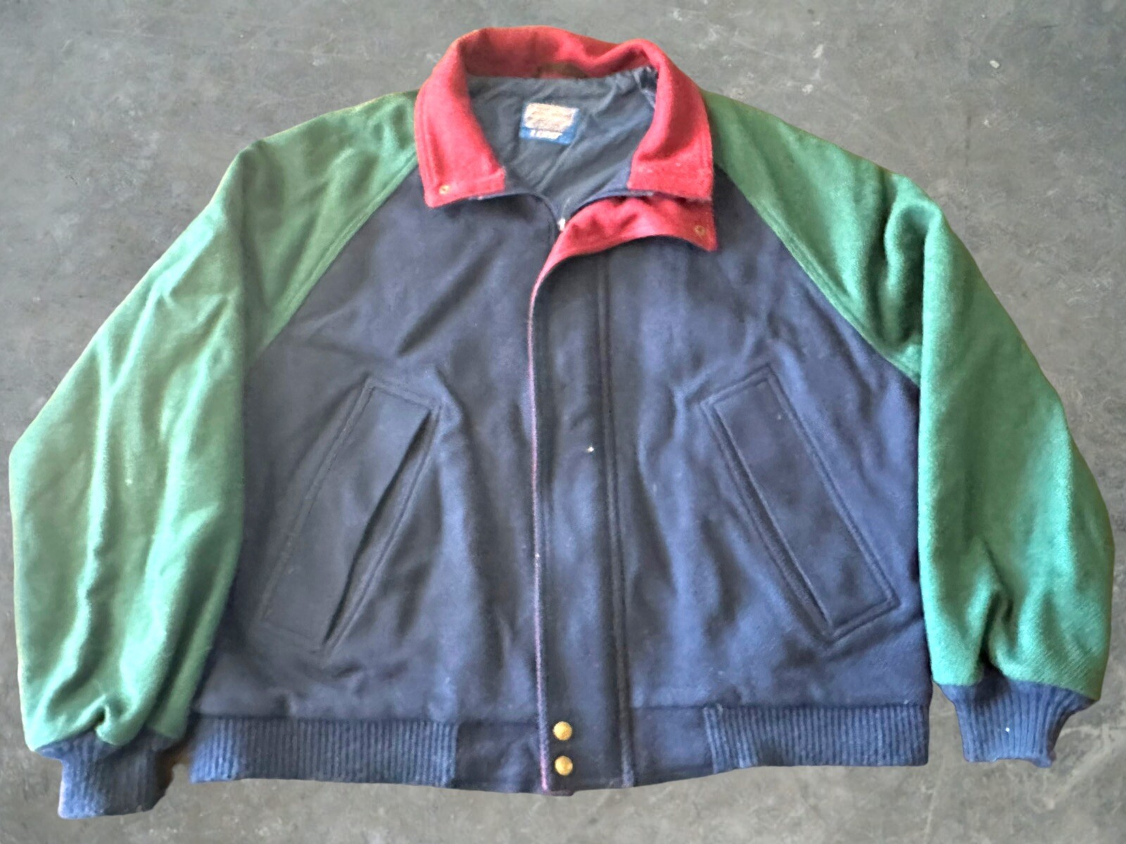 Pendleton Lobo Vintage Made In USA Wool Colorblock Bomber Jacket Mens L