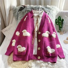 Damen Mädchen Süß Pullover Mantel Strickjacke Stricktop Kawaii Weste Cartoon Neu