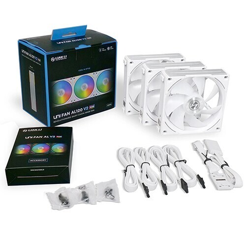 Lian Li UNI FAN AL120 V2 3 Pack WHITE with Controller 120mm